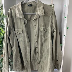 Green Wash Jean Button Up